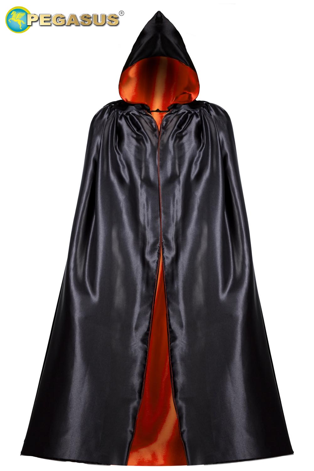 MANTELLO CAPPUCCIO DOUBLE ARANCIO-NERO ADULTO